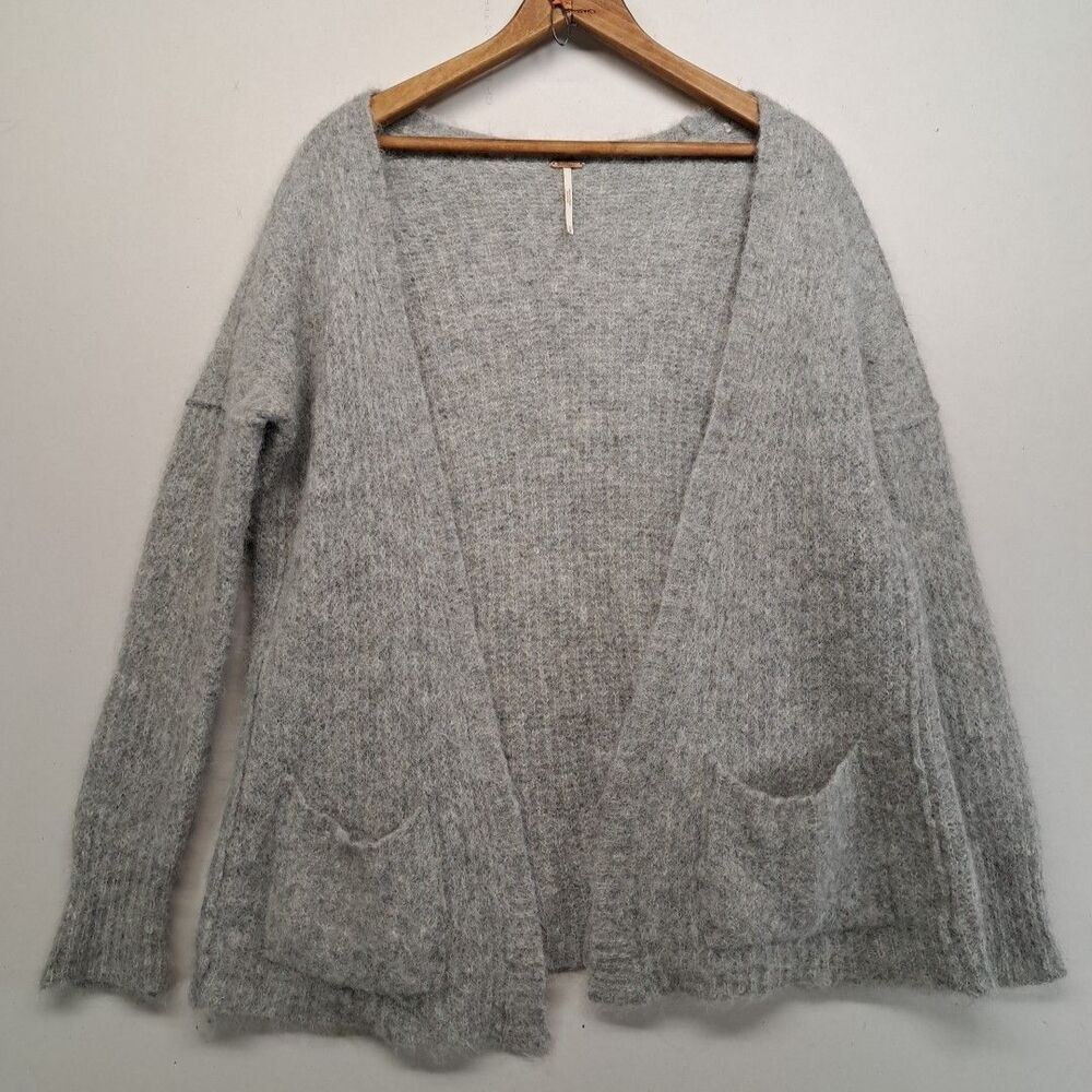 Free People Weekend Getaway Alpaca Wool Oversized Knit Grey Cardigan Medium